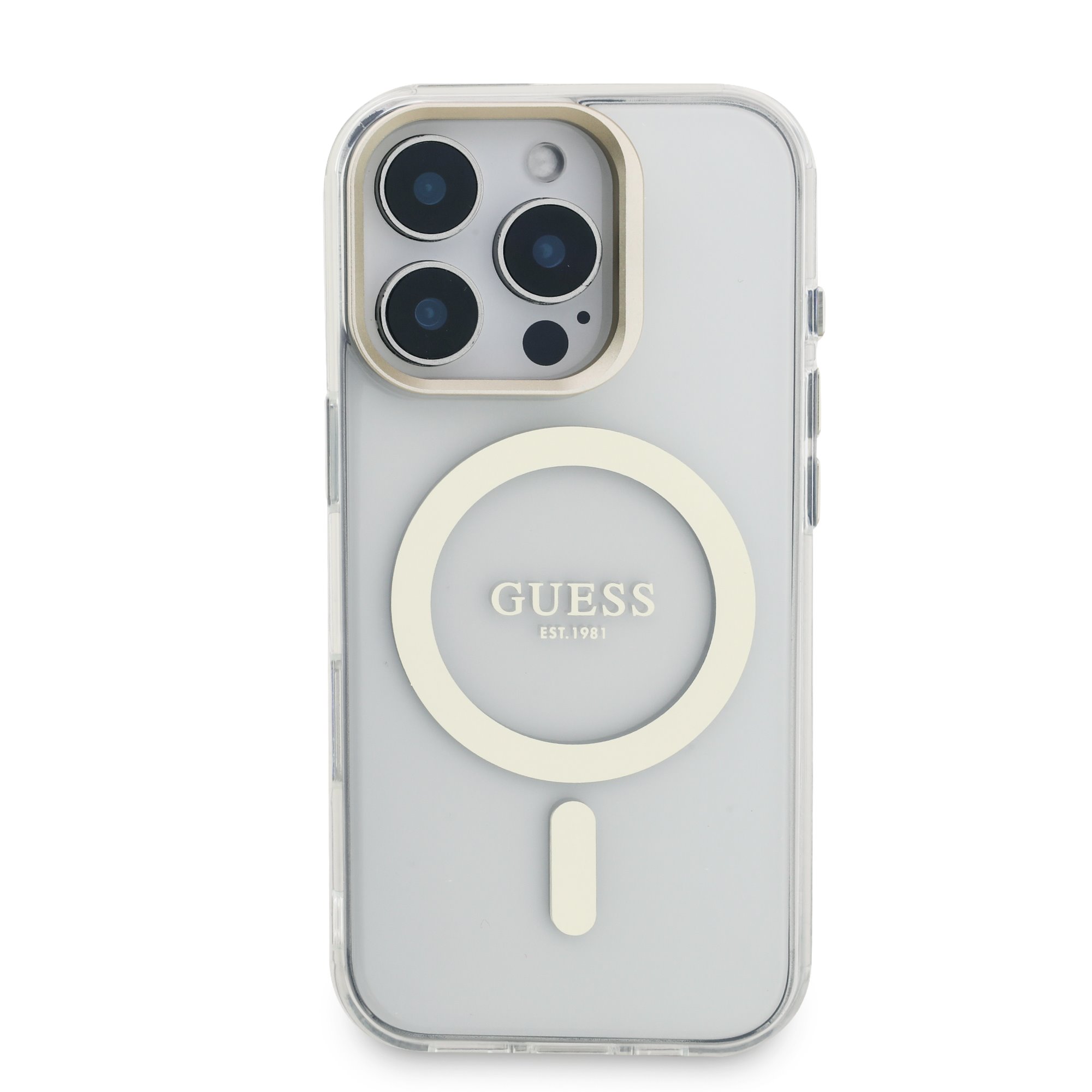 GUESS Калъф Apple iPhone 16 Pro, PC/TPU Electroplated Stand Camera Frame MagSafe + 3 Backgrounds – GUBPSBHMP16LF4P05