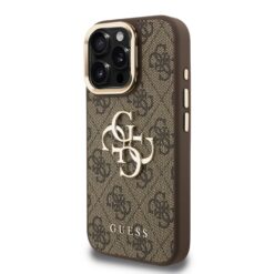 GUESS Калъф за iPhone 16 Pro, PU 4G Metal Logo Stand Camera Frame