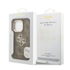 GUESS Калъф за iPhone 16 Pro, PU 4G Metal Logo Stand Camera Frame