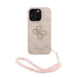 GUESS Калъф за iPhone 16 Pro, 4G Metal Logo + Wrist Strap