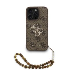 GUESS Калъф за iPhone 16 Pro, 4G Metal Logo + Wrist Strap