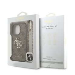 GUESS Калъф за iPhone 16 Pro, 4G Metal Logo + Wrist Strap
