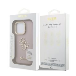 GUESS Калъф за iPhone 16 Pro, Grained 4G Logo Stand Camera, розов – GUHCP16LPCS4GSP