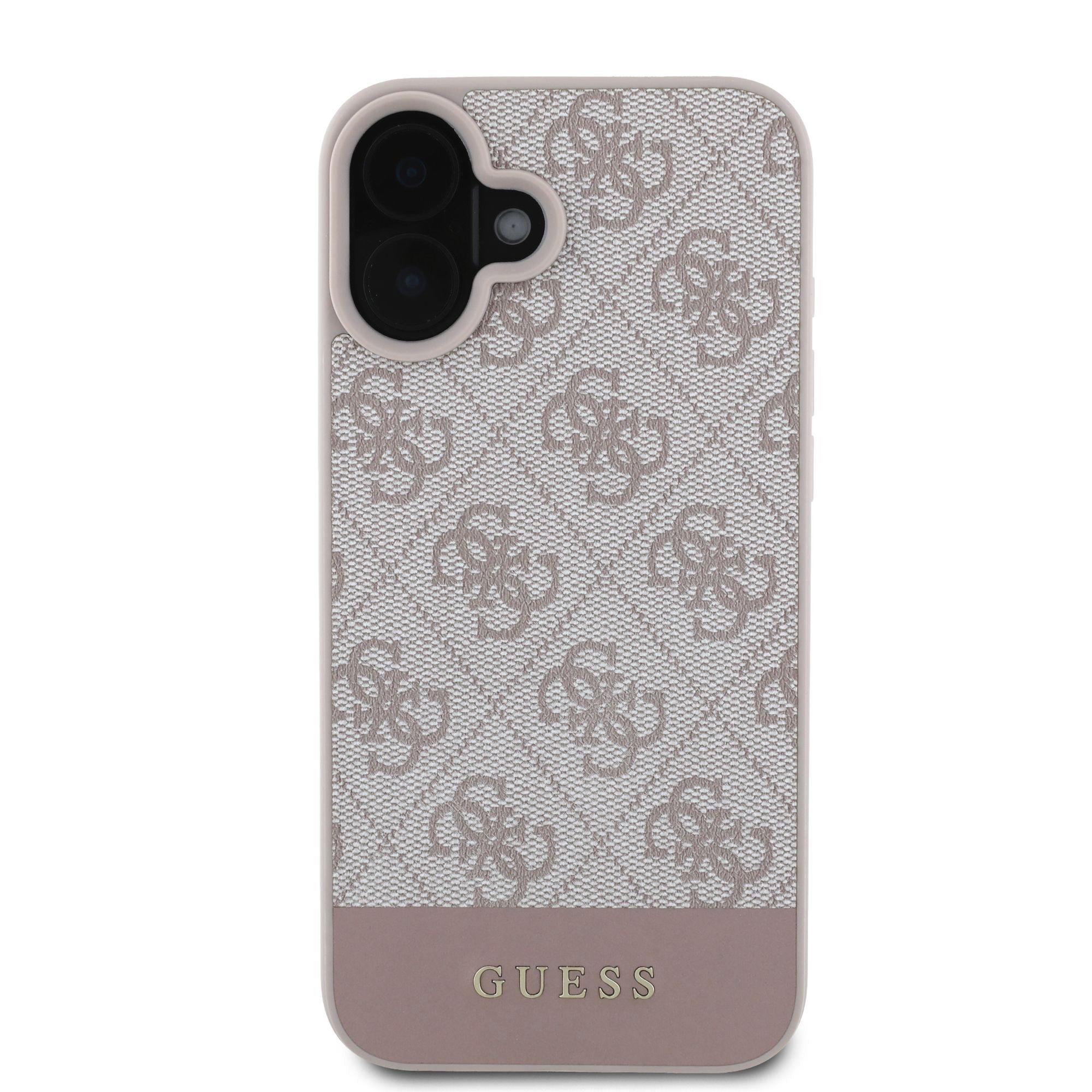 GUESS Калъф за iPhone 16, PU 4G Stripe, розов – GUHCP16SG4GLPI