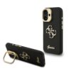 GUESS Калъф за iPhone 16, Grained 4G Logo Stand Camera, черен – GUHCP16SPCS4GSK