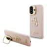 GUESS Калъф за iPhone 16, Grained 4G Logo Stand Camera, розов – GUHCP16SPCS4GSP