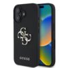 GUESS Калъф за iPhone 16, PU Grained 4G Metal Logo, черен – GUHCP16SPGT4MBK