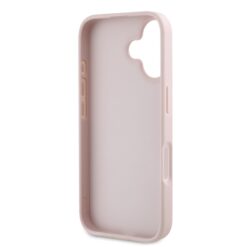 GUESS Калъф за iPhone 16, PU Grained 4G Metal Logo, розов – GUHCP16SPGT4MBP