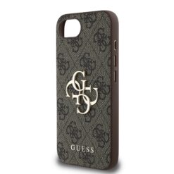 GUESS Калъф за iPhone 16e, PU 4G Metal Logo, кафяв – GUHCPSE44GMGBR