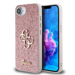 GUESS Калъф Apple iPhone 16e, PU Fixed Glitter 4G Metal Logo, розов – GUHCPSE4HG4SGP