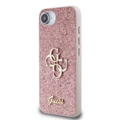 GUESS Калъф Apple iPhone 16e, PU Fixed Glitter 4G Metal Logo, розов – GUHCPSE4HG4SGP