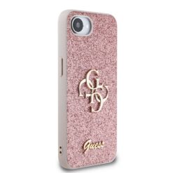 GUESS Калъф Apple iPhone 16e, PU Fixed Glitter 4G Metal Logo, розов – GUHCPSE4HG4SGP