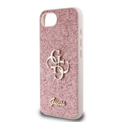GUESS Калъф Apple iPhone 16e, PU Fixed Glitter 4G Metal Logo, розов – GUHCPSE4HG4SGP