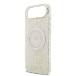 GUESS Калъф за iPhone 17 Air, IML Flowers Allover MagSafe + Wrist Strap, бял – GUHMP17MHCPOFPH