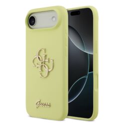 GUESS Калъф Apple iPhone 17 Air, Liquid Silicone 4G Metal Logo, жълт – GUHCP17MSC4GLMY