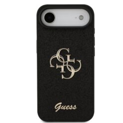 GUESS Калъф Apple iPhone 17 Air, PU Fixed Glitter 4G Metal Logo, черен – GUHCP17MHG4SGK