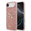 GUESS Калъф за iPhone 17 Air, PU Fixed Glitter 4G Metal Logo, розов – GUHCP17MHG4SGP
