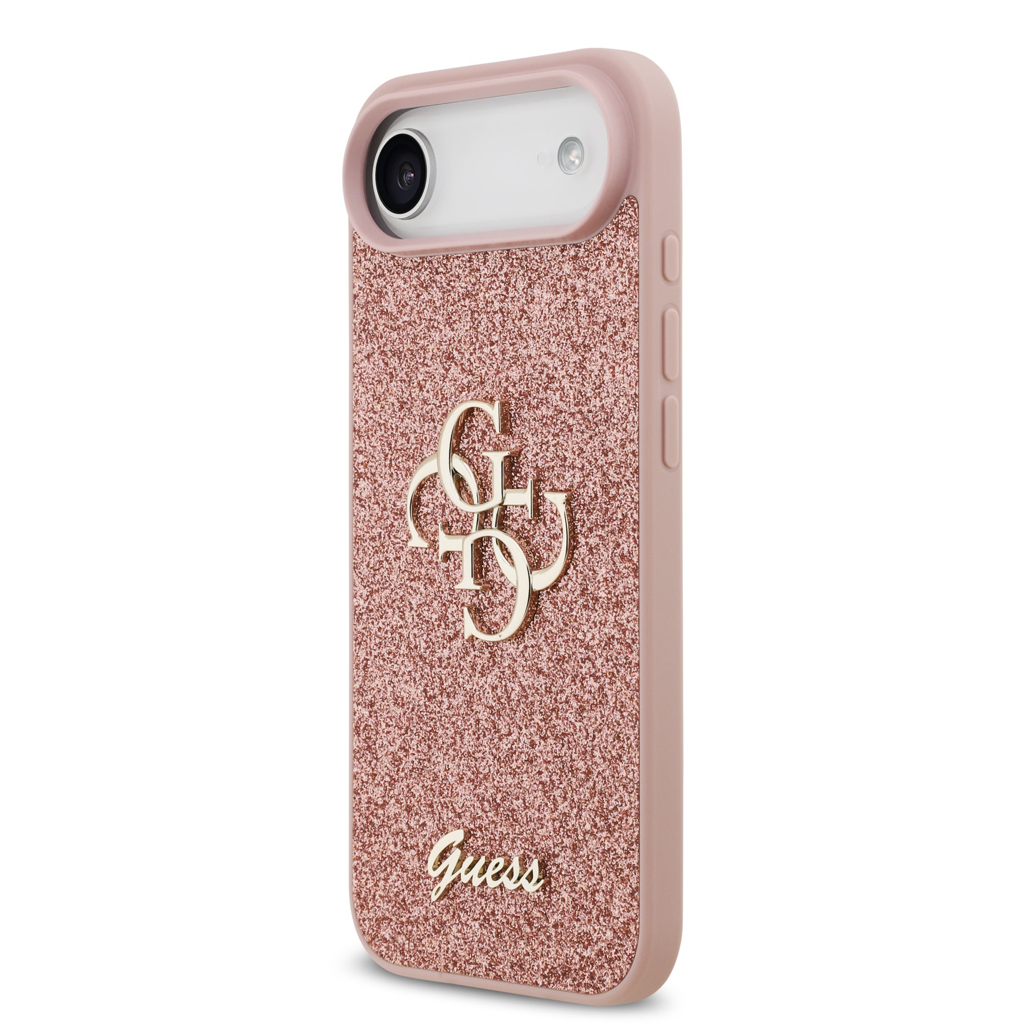 GUESS Калъф за iPhone 17 Air, PU Fixed Glitter 4G Metal Logo, розов – GUHCP17MHG4SGP