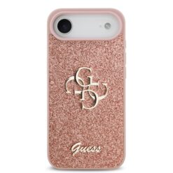 GUESS Калъф за iPhone 17 Air, PU Fixed Glitter 4G Metal Logo, розов – GUHCP17MHG4SGP