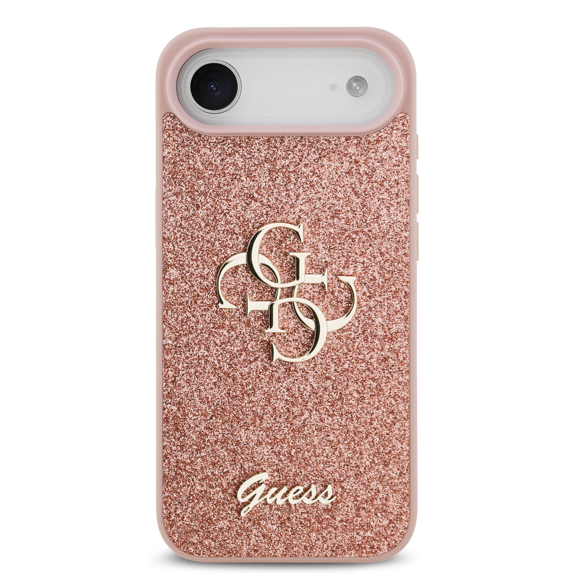 GUESS Калъф за iPhone 17 Air, PU Fixed Glitter 4G Metal Logo, розов – GUHCP17MHG4SGP
