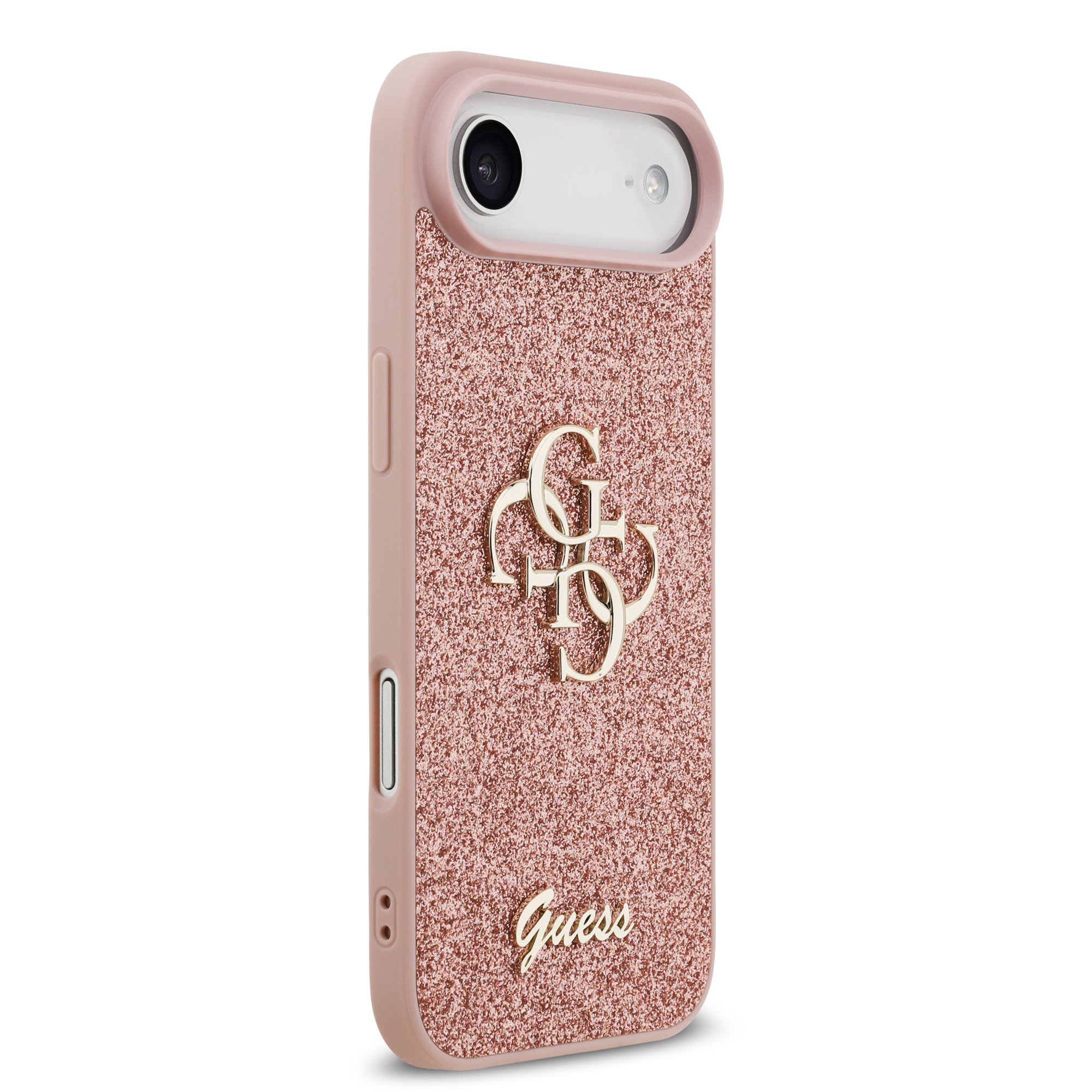 GUESS Калъф за iPhone 17 Air, PU Fixed Glitter 4G Metal Logo, розов – GUHCP17MHG4SGP