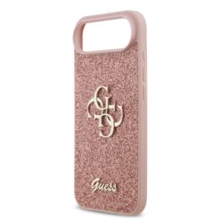GUESS Калъф за iPhone 17 Air, PU Fixed Glitter 4G Metal Logo, розов – GUHCP17MHG4SGP