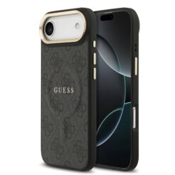 GUESS Калъф за iPhone 17 Air, PU Leather 4G Gold Frame MagSafe