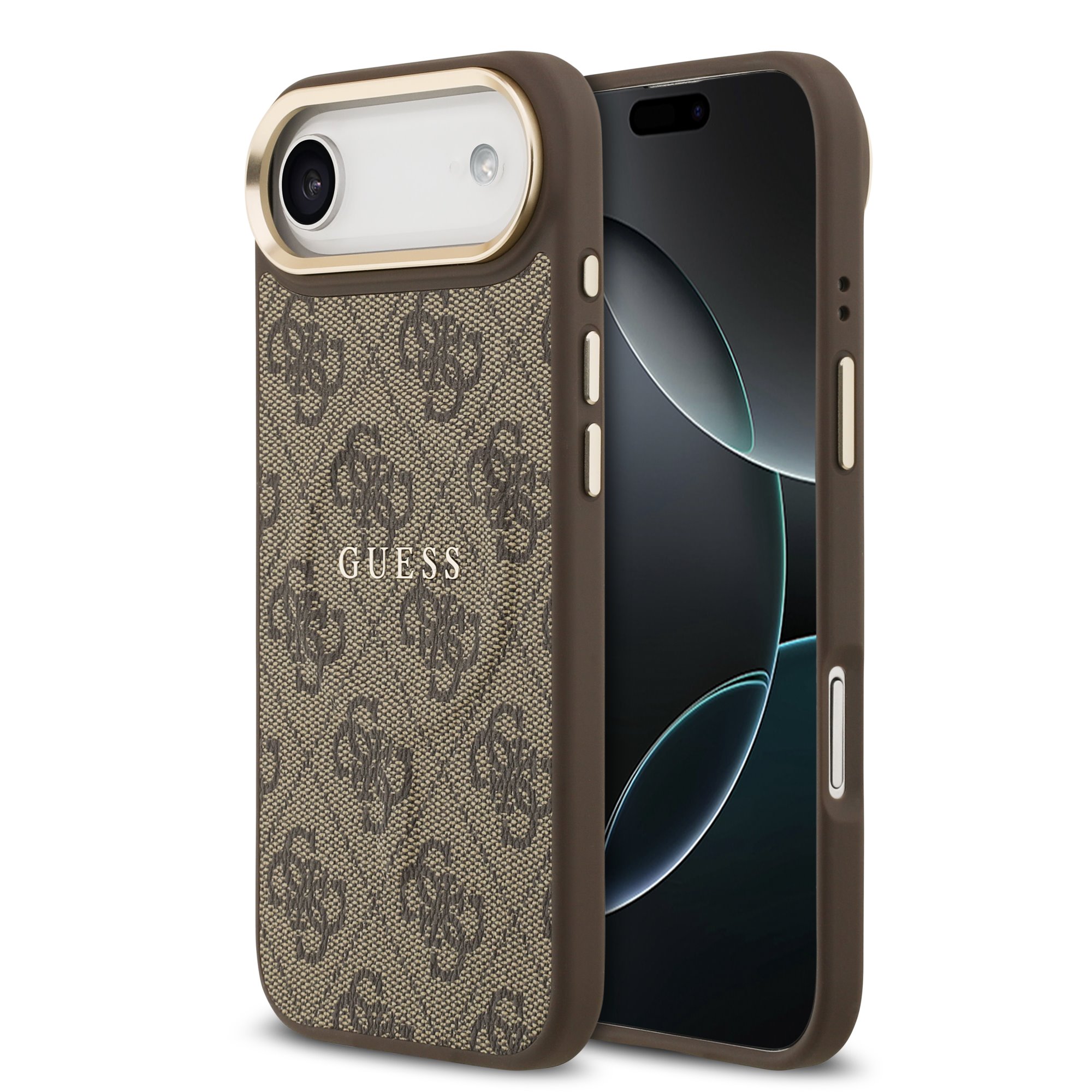 GUESS Калъф Apple iPhone 17 Air, PU Leather 4G Gold Frame MagSafe, кафяв – GUHMP17MP4MSEGCW