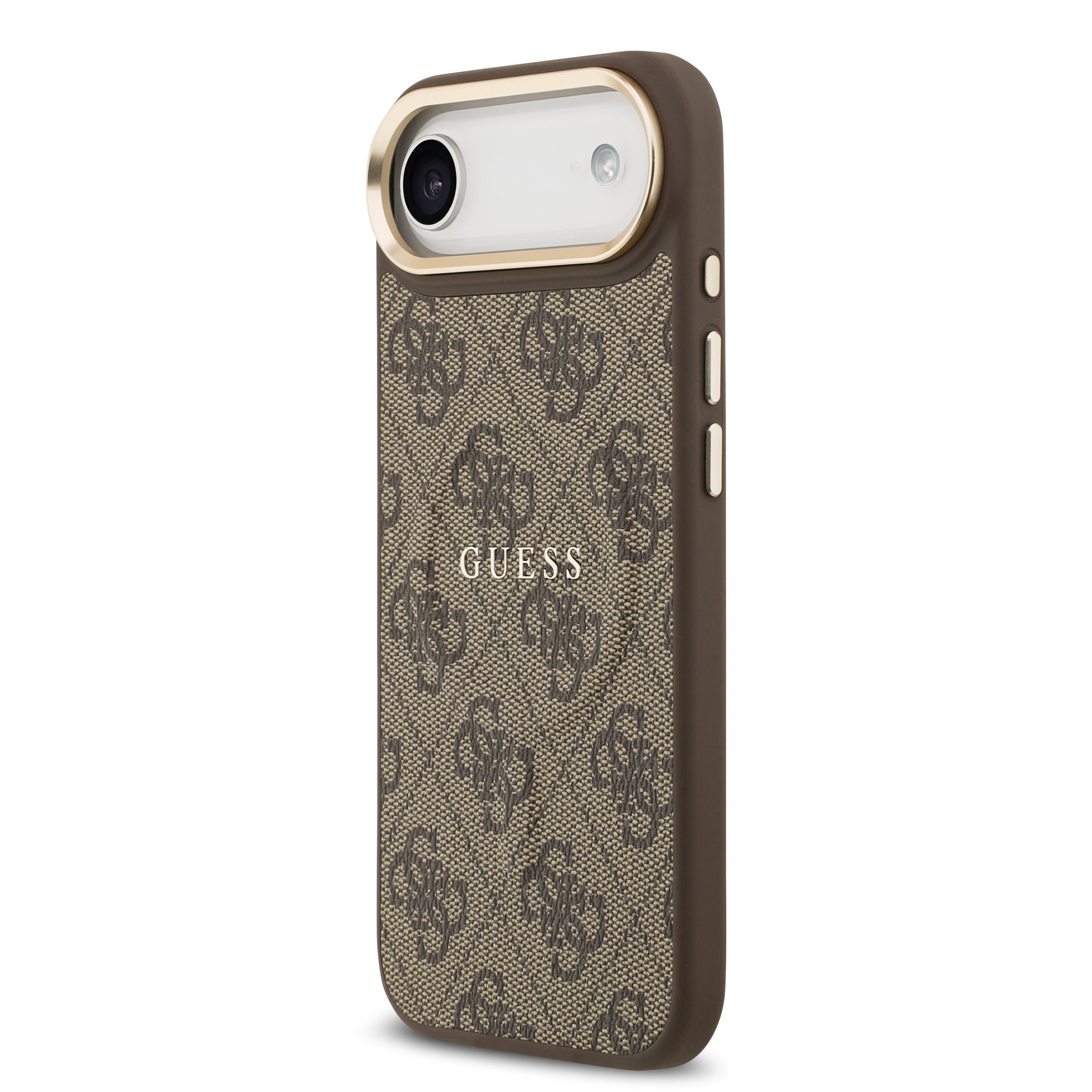 GUESS Калъф Apple iPhone 17 Air, PU Leather 4G Gold Frame MagSafe, кафяв – GUHMP17MP4MSEGCW