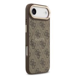 GUESS Калъф Apple iPhone 17 Air, PU Leather 4G Gold Frame MagSafe, кафяв – GUHMP17MP4MSEGCW