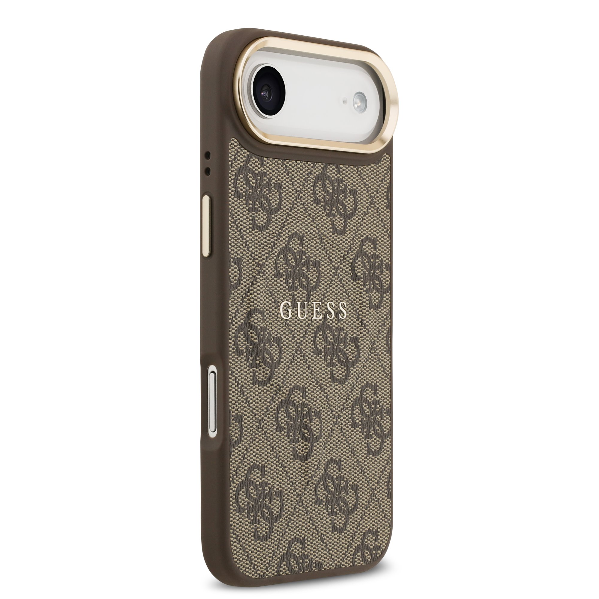 GUESS Калъф Apple iPhone 17 Air, PU Leather 4G Gold Frame MagSafe, кафяв – GUHMP17MP4MSEGCW