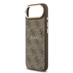 GUESS Калъф Apple iPhone 17 Air, PU Leather 4G Gold Frame MagSafe, кафяв – GUHMP17MP4MSEGCW