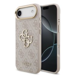 GUESS Калъф за iPhone 17 Air, PU Leather 4G Metal Logo Gold Frame, розов – GUHCP17M4GMGCPI