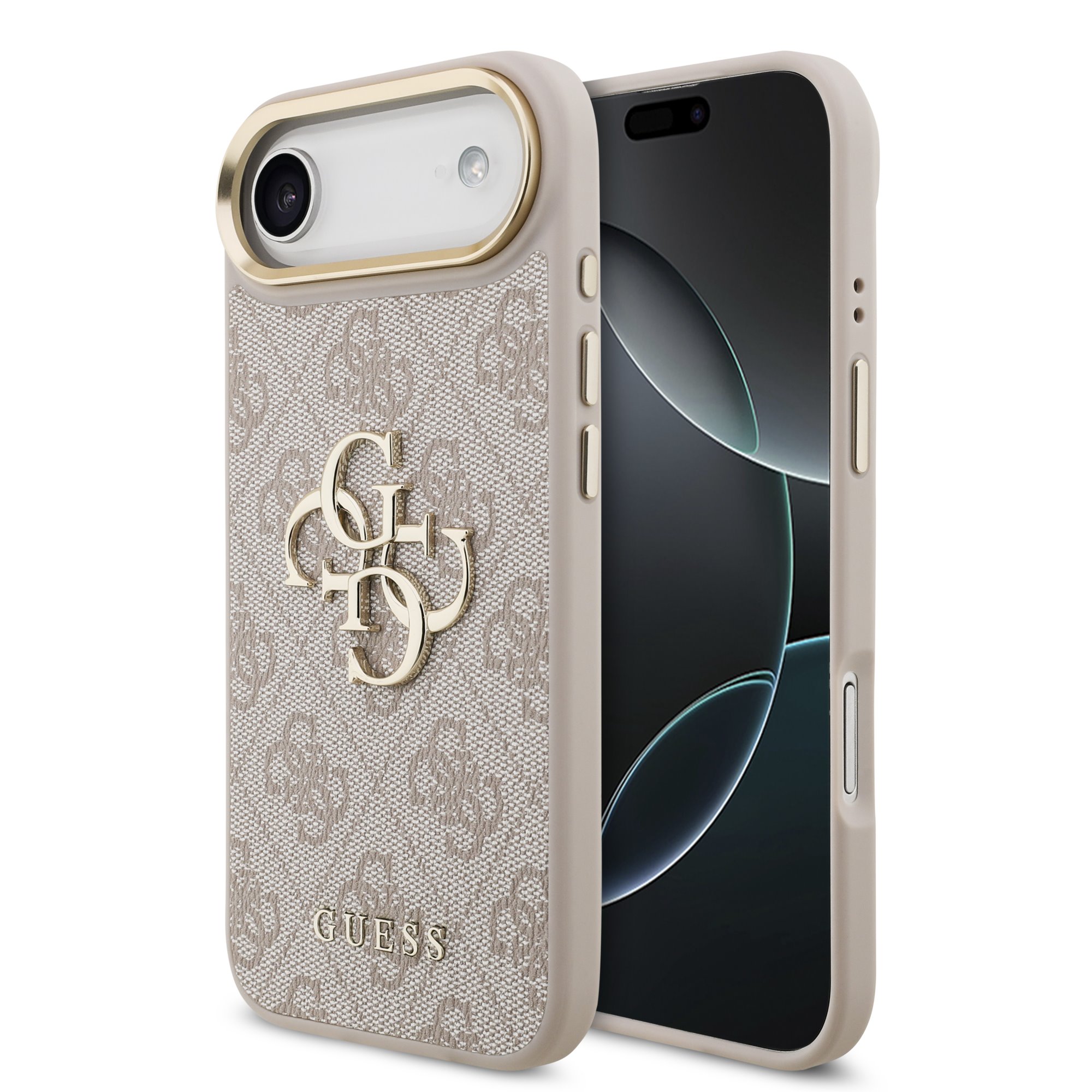 GUESS Калъф за iPhone 17 Air, PU Leather 4G Metal Logo Gold Frame, розов – GUHCP17M4GMGCPI