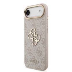 GUESS Калъф за iPhone 17 Air, PU Leather 4G Metal Logo Gold Frame, розов – GUHCP17M4GMGCPI
