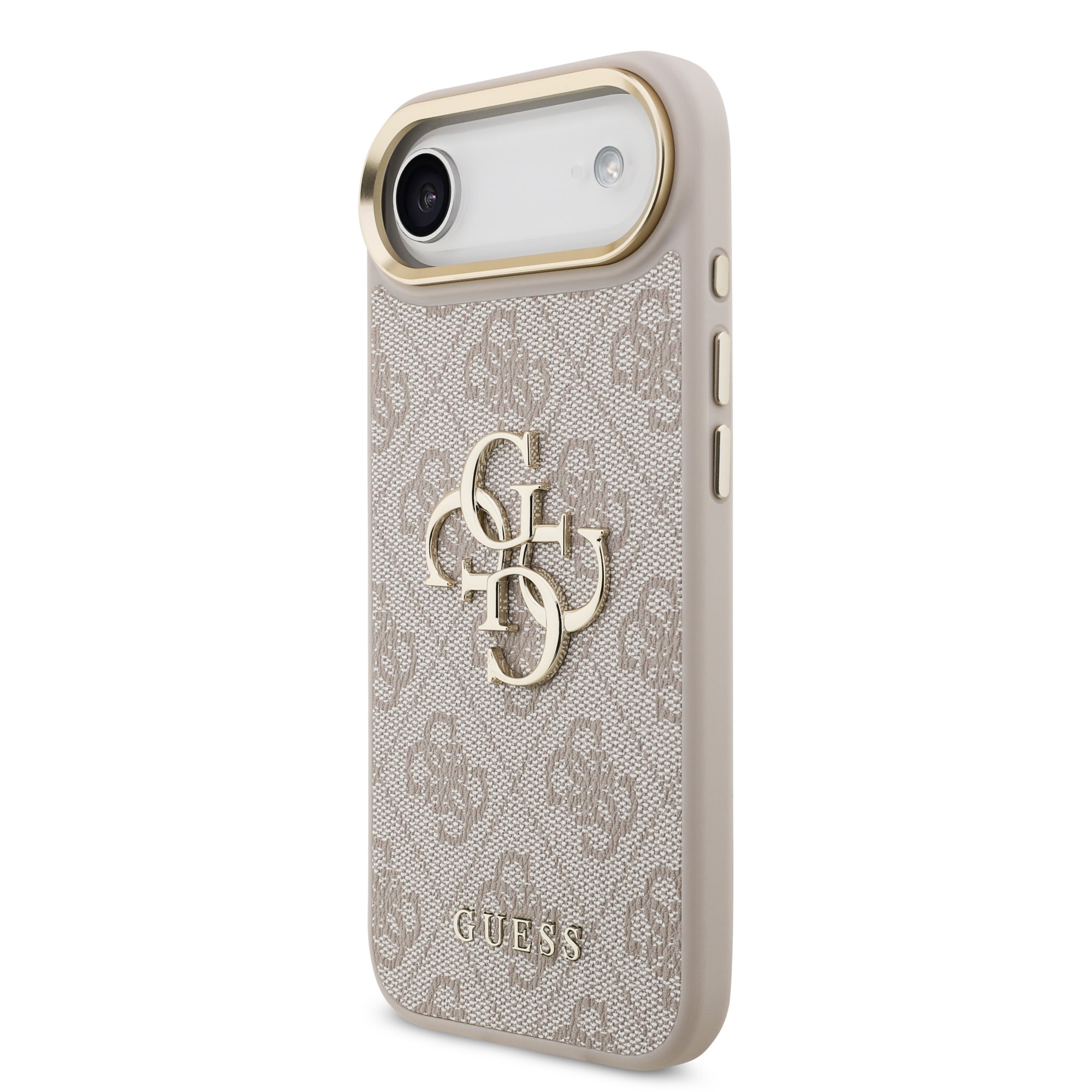 GUESS Калъф за iPhone 17 Air, PU Leather 4G Metal Logo Gold Frame, розов – GUHCP17M4GMGCPI