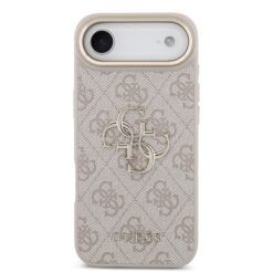 GUESS Калъф за iPhone 17 Air, PU Leather 4G Metal Logo Gold Frame, розов – GUHCP17M4GMGCPI