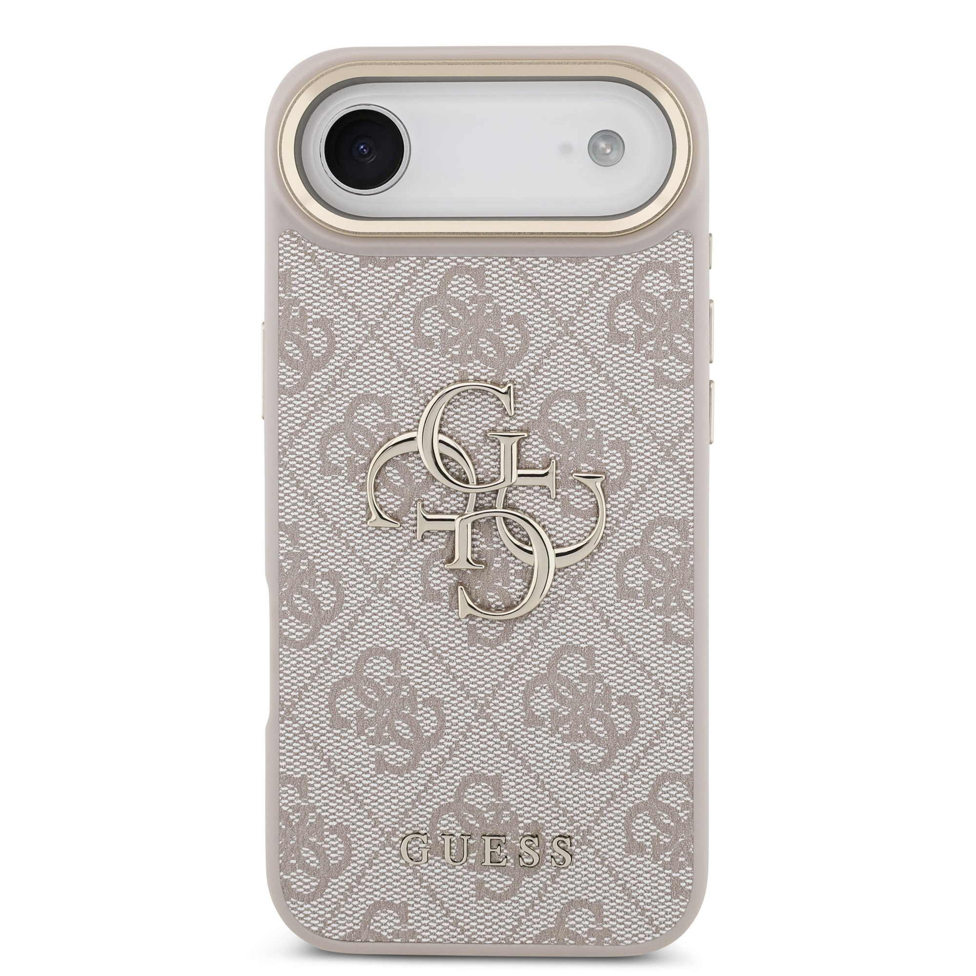GUESS Калъф за iPhone 17 Air, PU Leather 4G Metal Logo Gold Frame, розов – GUHCP17M4GMGCPI