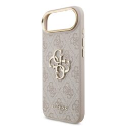 GUESS Калъф за iPhone 17 Air, PU Leather 4G Metal Logo Gold Frame, розов – GUHCP17M4GMGCPI