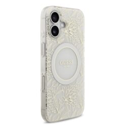GUESS Калъф за iPhone 17, IML Flowers Allover MagSafe + Wrist Strap, бял – GUHMP17SHCPOFPH