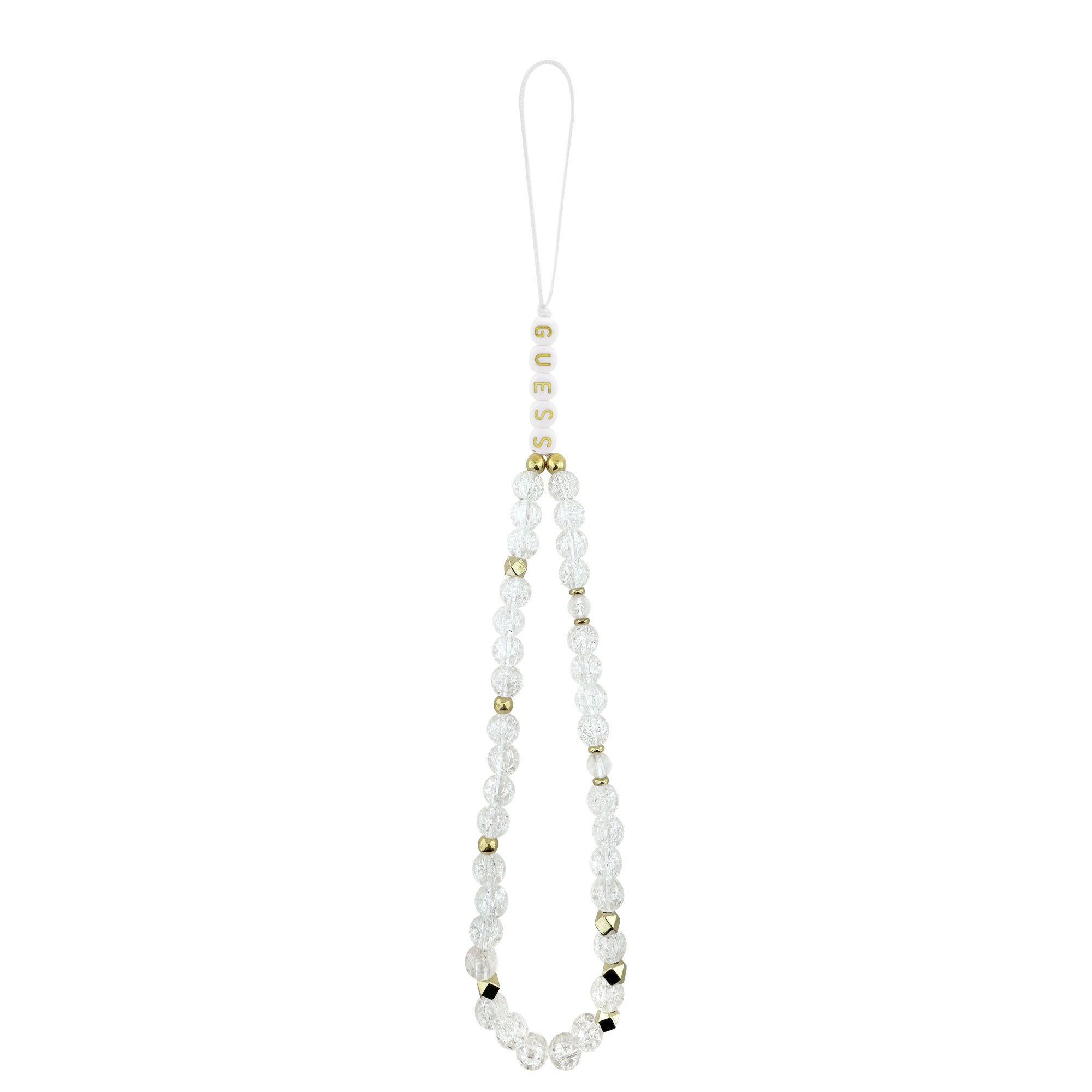 GUESS Калъф за iPhone 17, IML Flowers Allover MagSafe + Wrist Strap, бял – GUHMP17SHCPOFPH