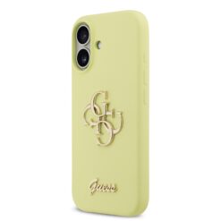 GUESS Калъф Apple iPhone 17, Liquid Silicone 4G Metal Logo, жълт – GUHCP17SSC4GLMY