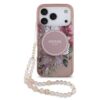 GUESS Калъф за iPhone 17 Pro Max, IML Flowers Allover + Wrist Strap, розов – GUHMP17XHFWBRCESP