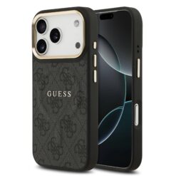 GUESS Калъф за iPhone 17 Pro Max, PU Leather 4G Gold Frame MagSafe