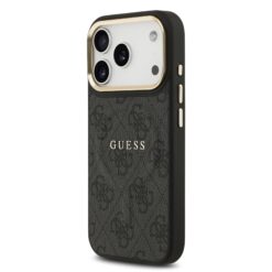 GUESS Калъф за iPhone 17 Pro Max, PU Leather 4G Gold Frame MagSafe