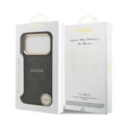GUESS Калъф за iPhone 17 Pro Max, PU Leather 4G Gold Frame MagSafe