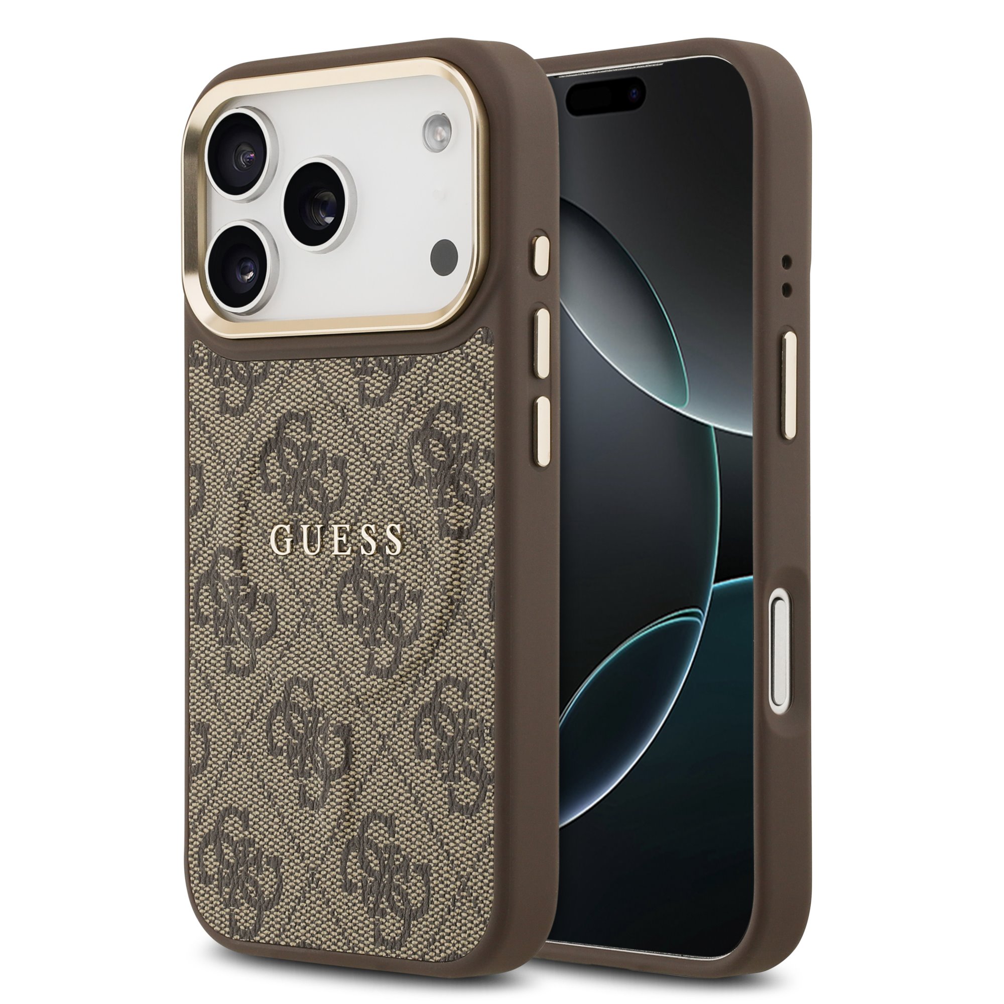 GUESS Калъф за iPhone 17 Pro Max, PU Leather 4G Gold Frame MagSafe, кафяв – GUHMP17XP4MSEGCW