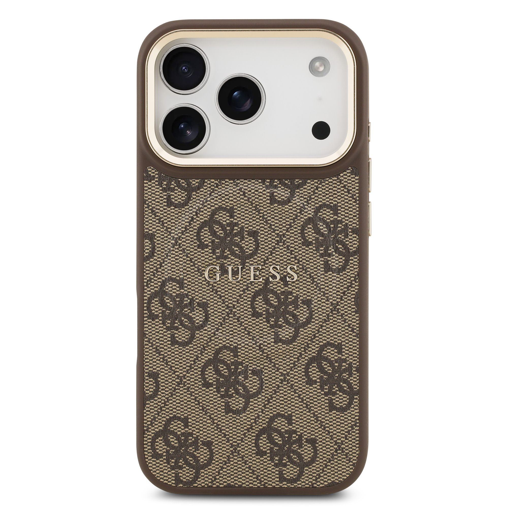 GUESS Калъф за iPhone 17 Pro Max, PU Leather 4G Gold Frame MagSafe, кафяв – GUHMP17XP4MSEGCW