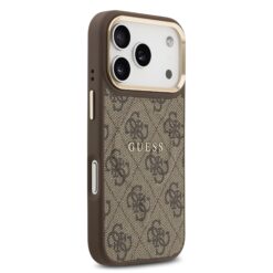 GUESS Калъф за iPhone 17 Pro Max, PU Leather 4G Gold Frame MagSafe, кафяв – GUHMP17XP4MSEGCW