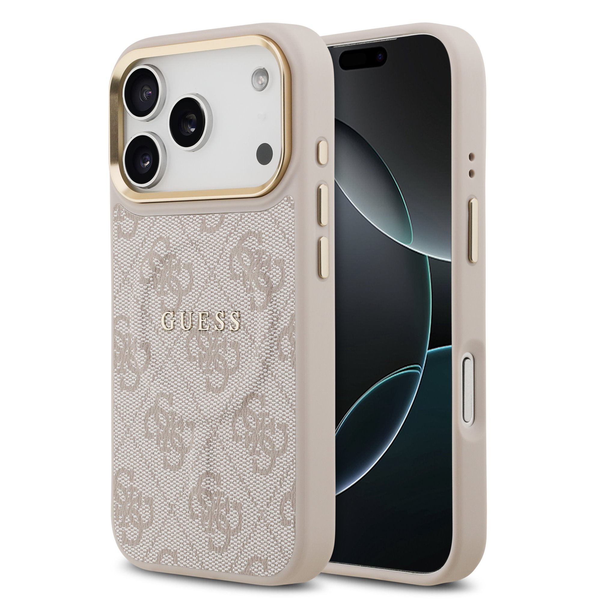 GUESS Калъф за iPhone 17 Pro Max, PU Leather 4G Gold Frame MagSafe, розов – GUHMP17XP4MSEGCP